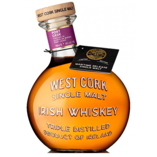 West Cork Single Malt Triple distilled Port Cask Irish Whiskey 70cl 46%vol.